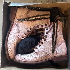 Women's Pink Lace-Up Boots